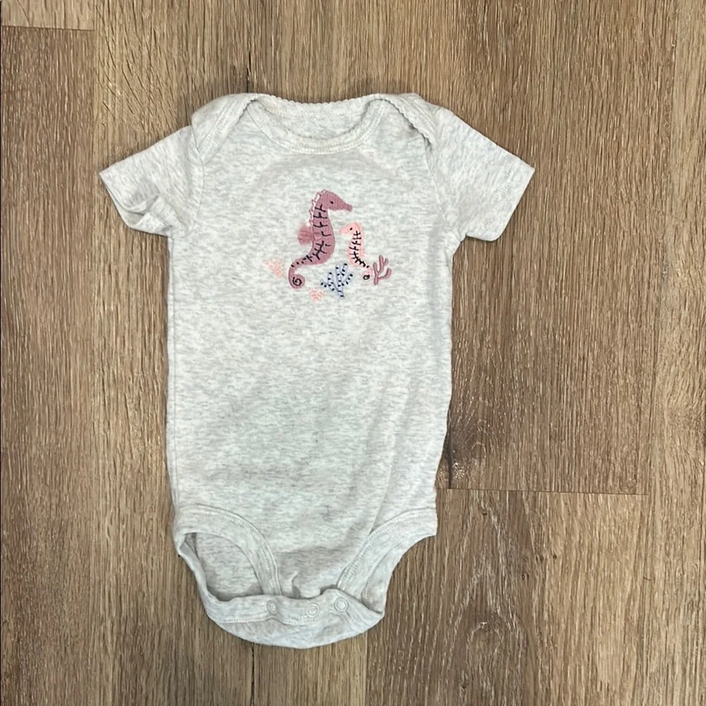 Carter’s Gray Onesie with Seahorse Embroidery